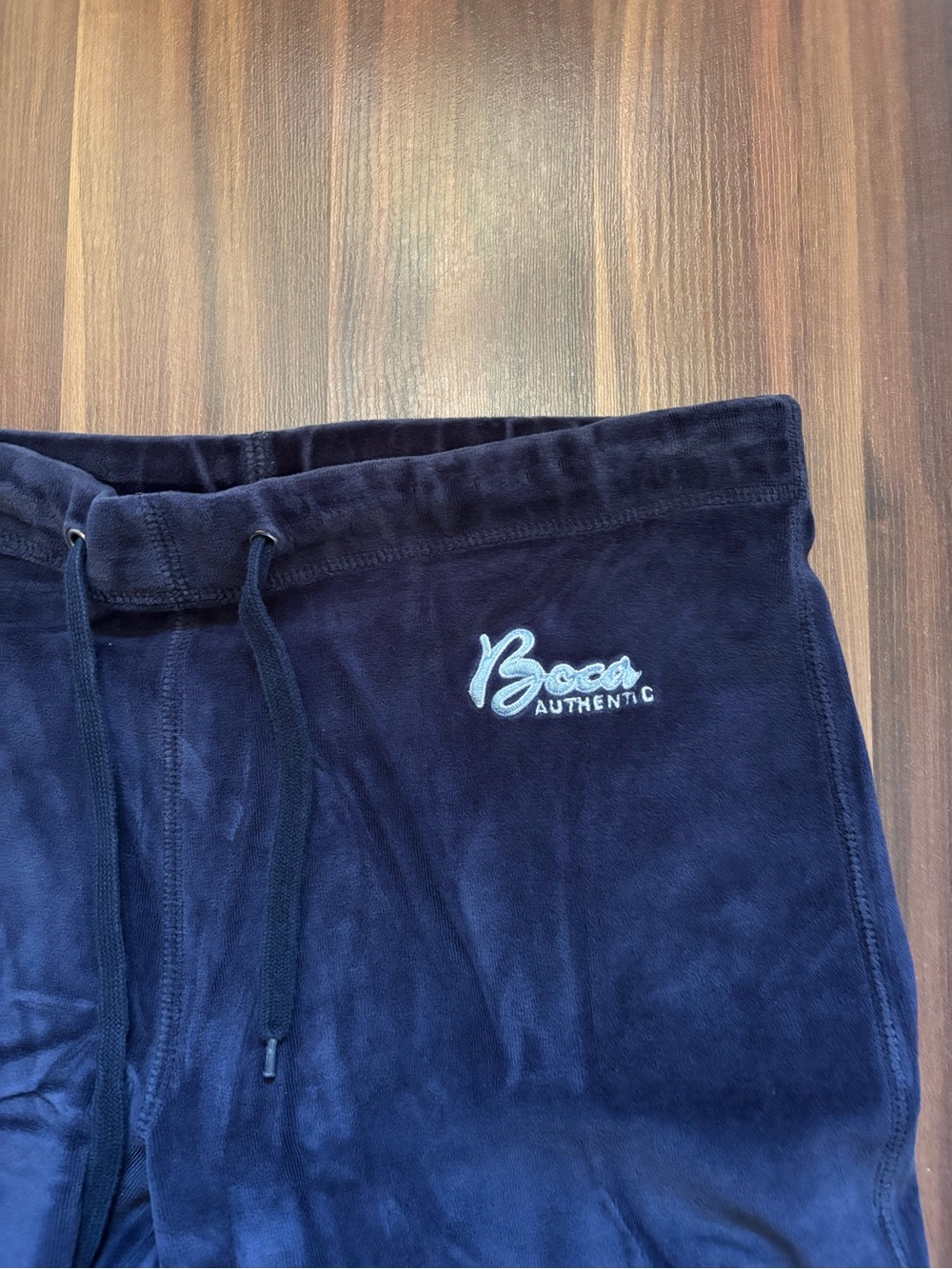 Boca Authentic Navy Velour Jogger Pants with Drawstring Waistband